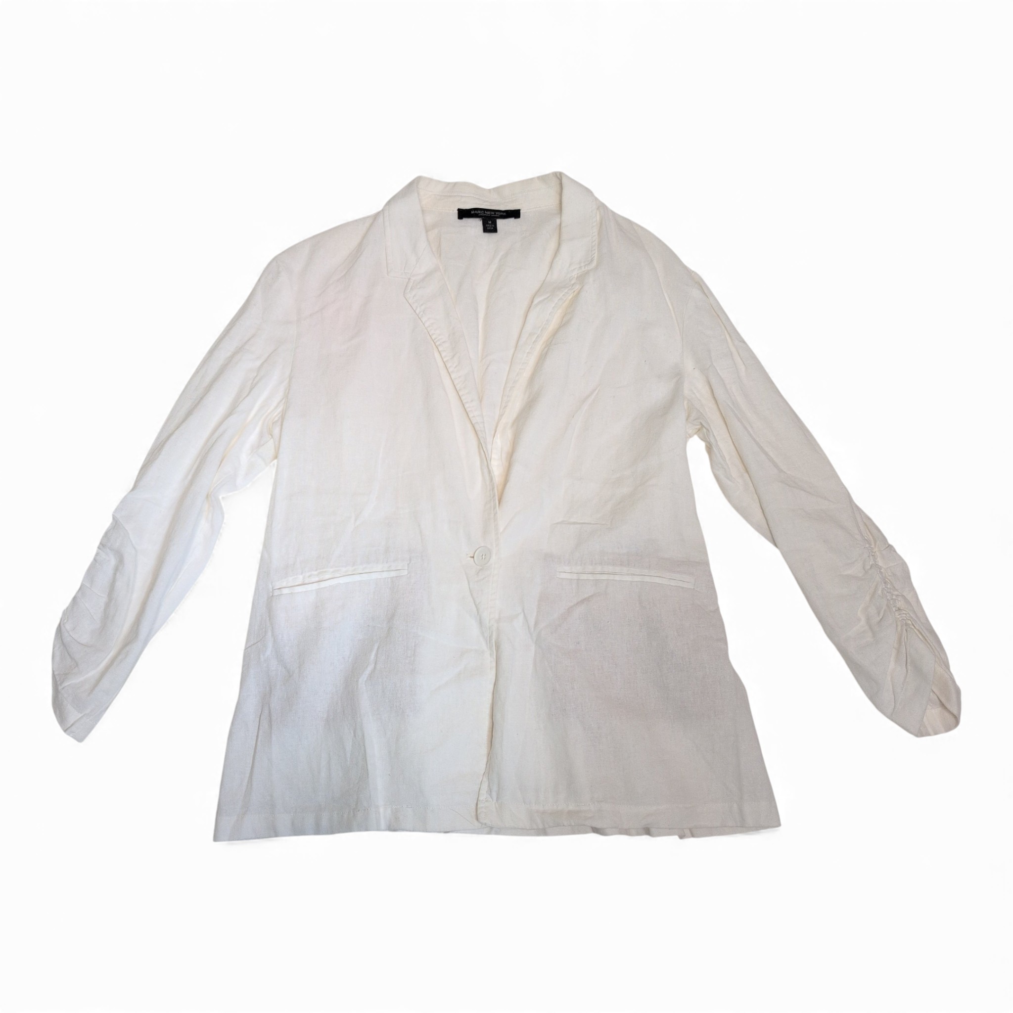 Andrew Marc White Single-Button Blazer Size M